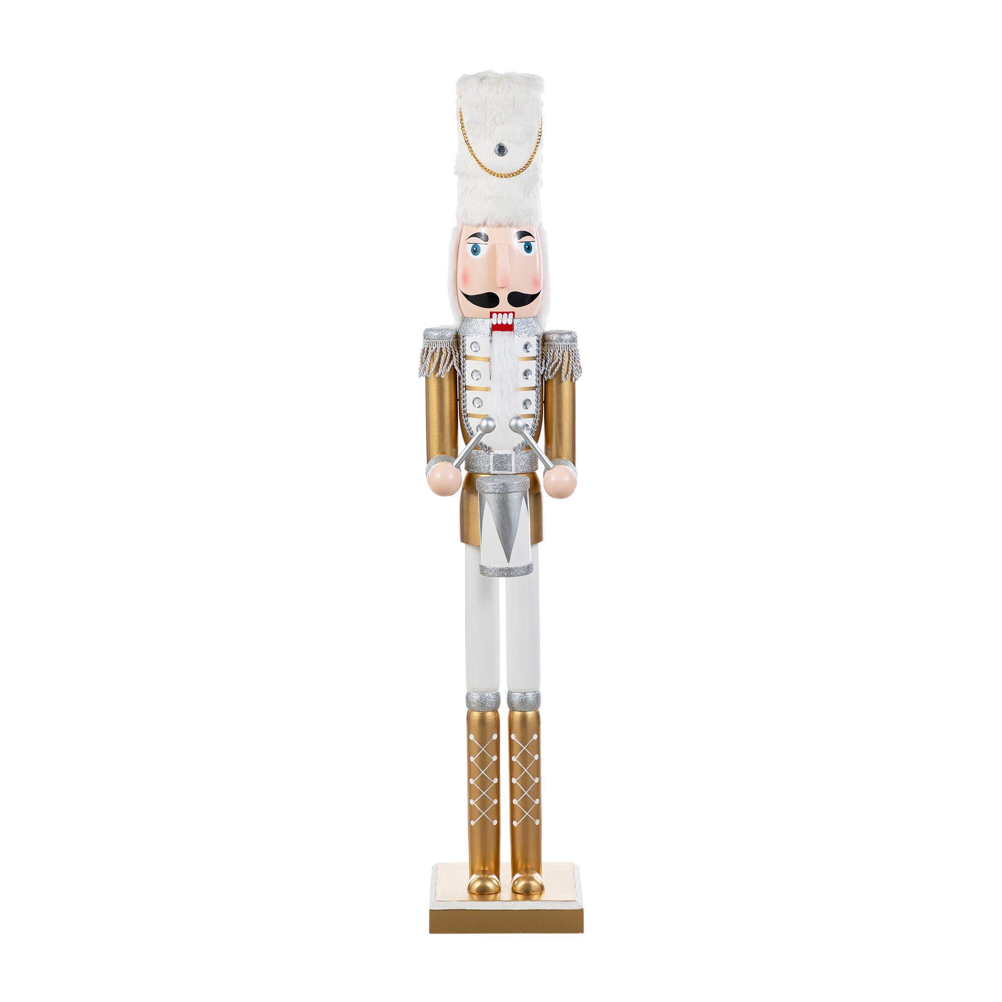 Glitzhome® 35.75"H Wooden Christmas Gold Dressed Soldier Nutcracker